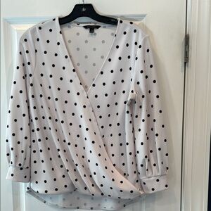Banana Republic Polka Dot Wrap Blouse - White and Black